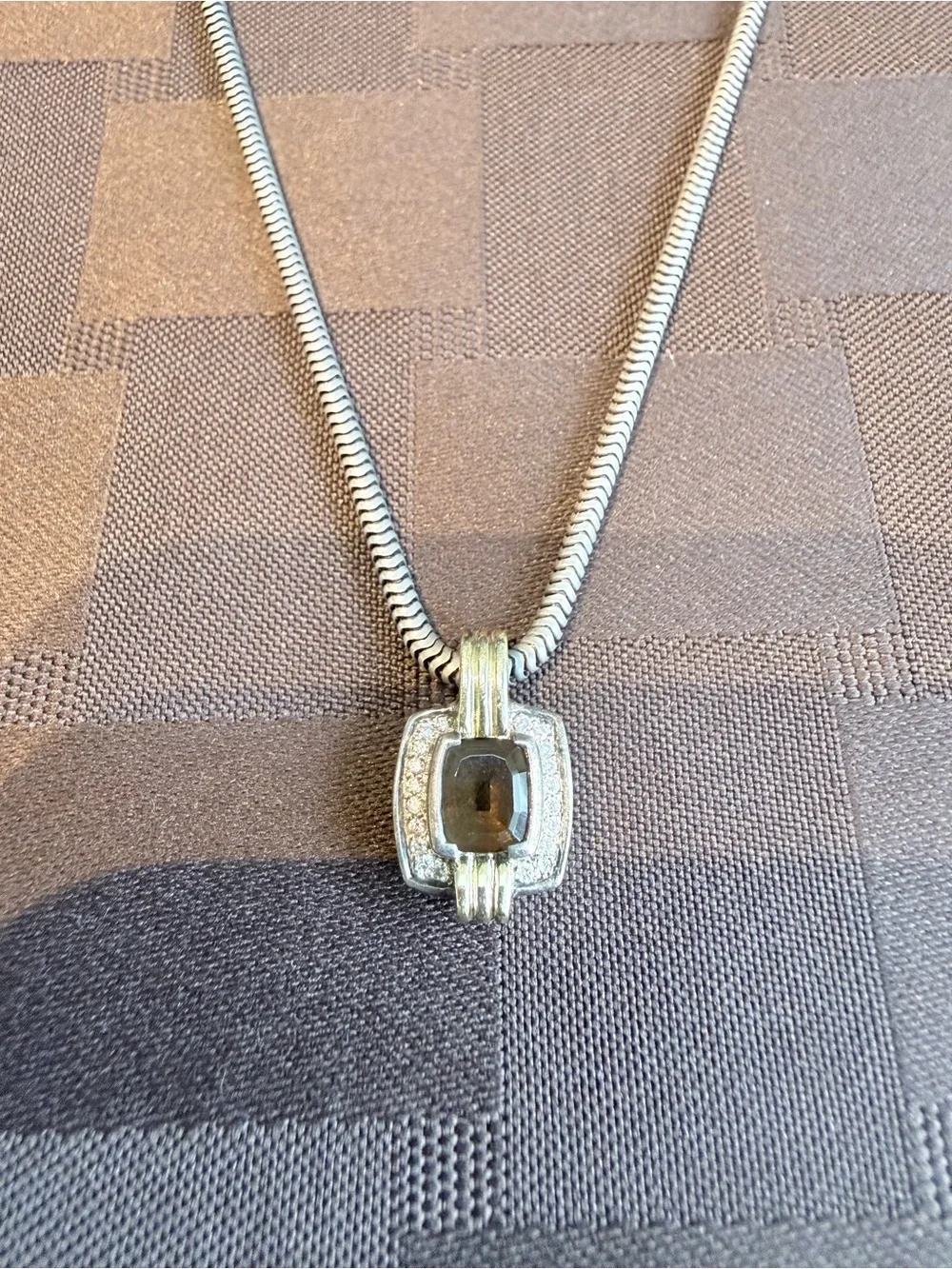 LAGOS Caviar Diamond & Smoky. Topaz 18K & Sterling Silver Pendant Necklace - 16